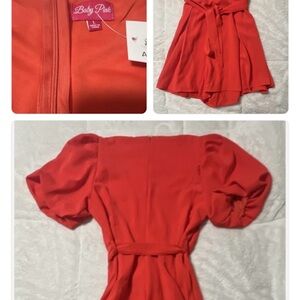 Baby Phat Vibrant Orange Dress with Puff Sleeves